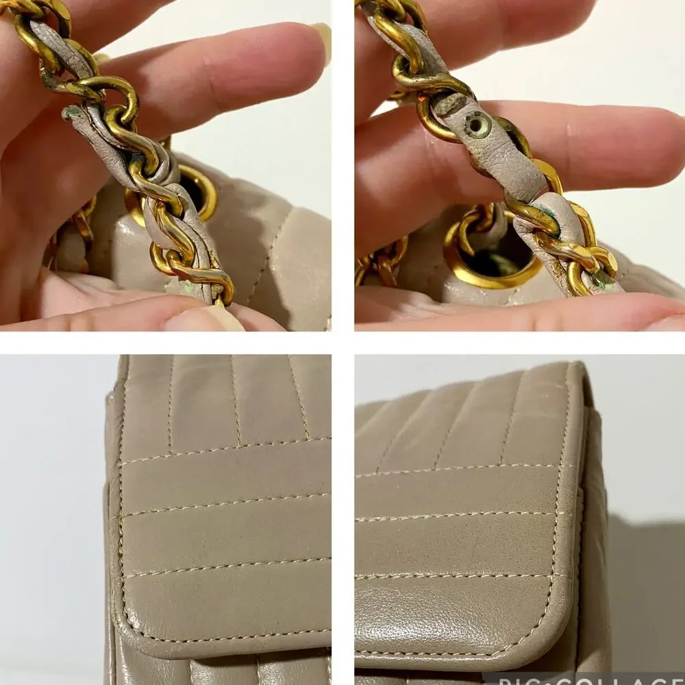 Chanel Medium Flap Bag Classic Vintage 2.55 Cream Handbag Vertical Quilted
